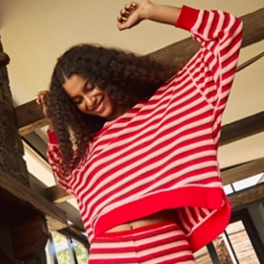 NWT! Free People Make It Happen Pullover Long Sleeve Femme Red Stripe Medium